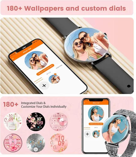 Vista 3 de LIGE Reloj inteligente ultrafino para mujer (respuesta/hacer llamadas), reloj inteligente con pantalla de 1.43 pulgadas con frecuencia cardíaca