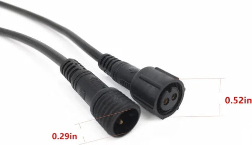 Vista 5 de Paquete de 6 pares de cables de conexión impermeables de plástico negro Pigtail de 2 núcleos impermeable con adaptador de conector de enchufe