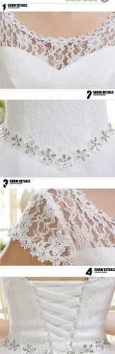 Vista 5 de Eyekepper - Vestido de novia con hombros dobles, largo al suelo