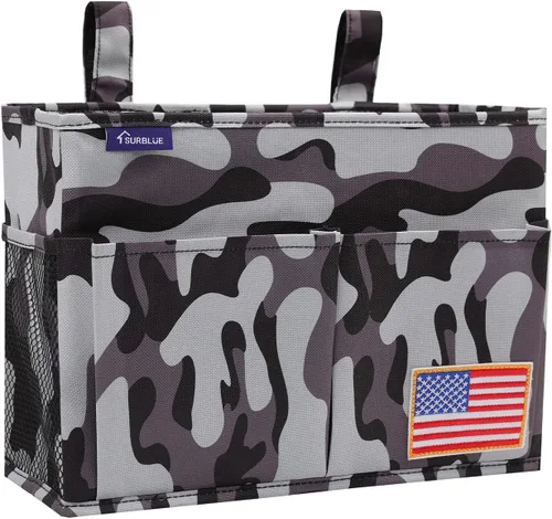 Vista 17 de Surblue Organizador de cama colgante para mesita de noche, bolsa de almacenamiento con bolsillo para literas y camas de hospital, habitaciones