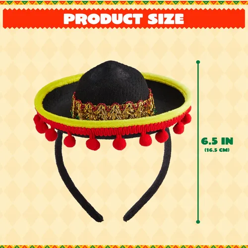 Vista 6 de JOYIN 6 diademas de tela y sombrero de paja del Cinco de Mayo, para disfraz de fiesta divertida, suministros de fiesta, accesorios de fotos