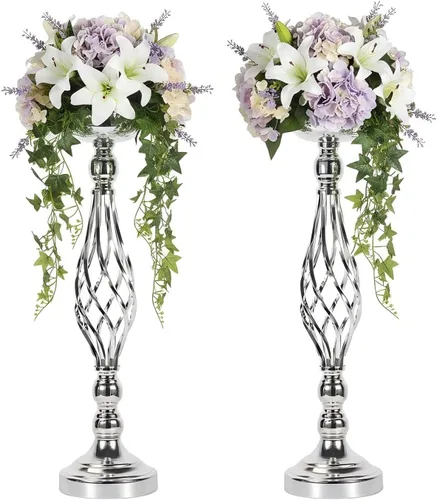 Vista 11 de Candelabros de metal dorado para candelabros de boda, jarrones, flores, jarrones, 2 uds