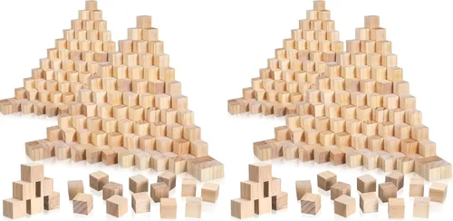 Vista 15 de Barydat 300 piezas 1 cm de bloques de madera, bloques sin acabar para manualidades, bloques de madera lisa para proyectos de manualidades, bloques