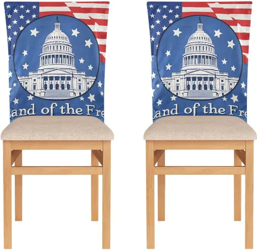Vista 2 de 4th of July Independence Day White House Land of Free Decorative Chair Cover for Office Chair for Classroom Stools Soft Chair Slip Cover covertores