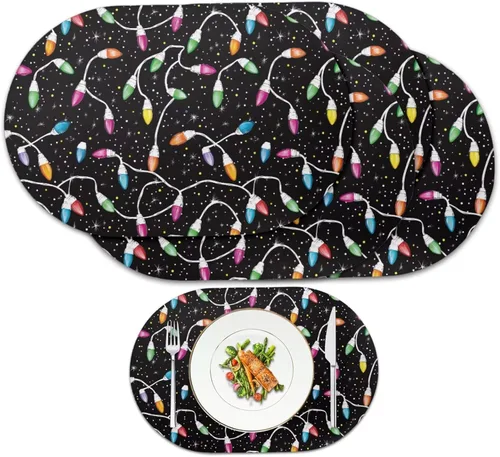 Vista 62 de Autumn Placemats Set of 2 Waterproof Wipeable 12X18 Inch Faux Leather Non Slip Heat Resistant Mats for Thanksgiving Dinner Outdoor Decor