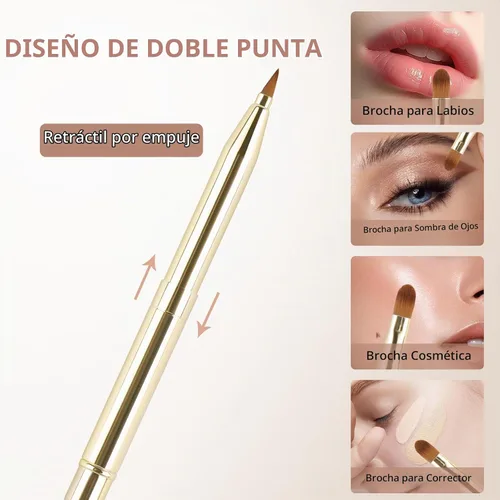 Vista 5 de Yoizyfree - Paquete de 3 cepillos retráctiles para lápiz labial, cepillos retráctiles de labios de doble extremo, juego de brochas de maquillaje