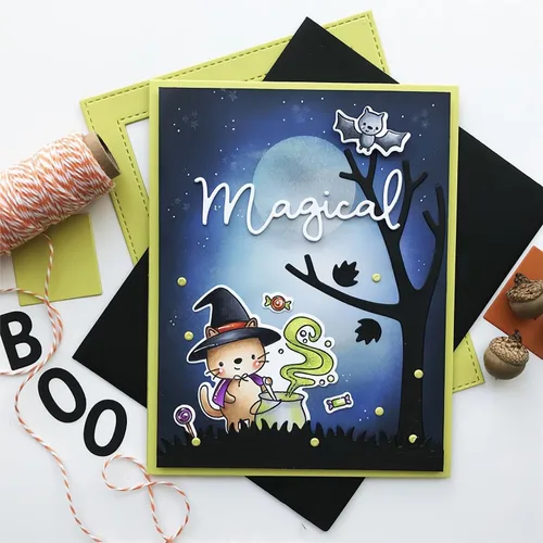 Vista 6 de Juego de sellos y troqueles transparentes para fiesta de Halloween, para hacer tarjetas, plantillas de corte para álbumes de recortes, álbum