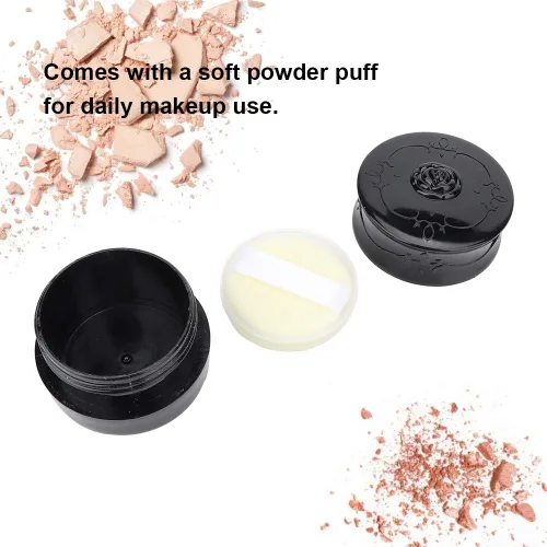 Vista 9 de Polvo suelto vacío, contenedor de soplo de polvo vintage rosa vacía maquillaje suelto dispensador de polvo caja cosmética con soplo de polvo negro