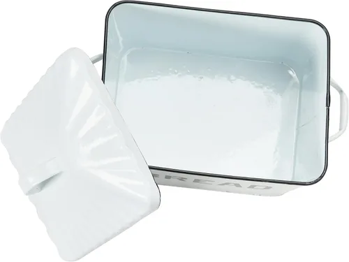 Vista 15 de Creative Co-op, caja de metal esmaltado para pan, color blanco