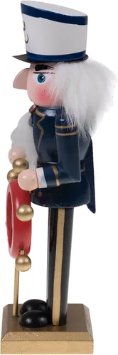 Vista 2 de Clever Creations Capitán - Cascanueces de madera tradicional de 8 pulgadas, decoración navideña festiva para estantes y mesas