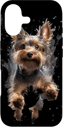 Vista 32 de Funda submarina para iPhone 16 Yorkshire Terrier buceo para perros
