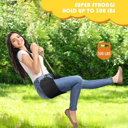 Vista 8 de Asiento de repuesto de asiento de columpio suave de EVA con 2 hebillas de bloqueo, soporta 300 libras, accesorios TreeSwing con ganchos a presión