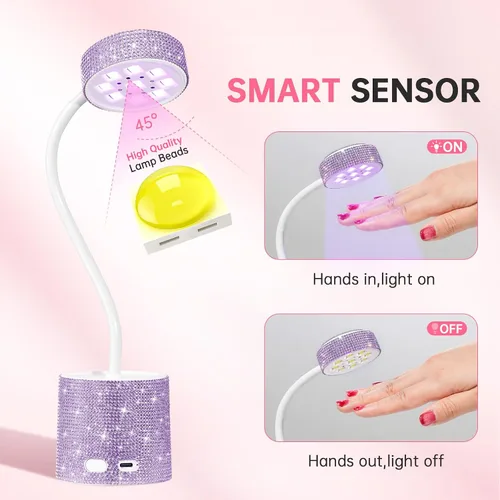 Vista 4 de Lámpara de uñas LED UV, mini luz UV para esmalte de uñas de gel, secador de uñas LED recargable, secado rápido, lámpara de uñas UV para el hogar