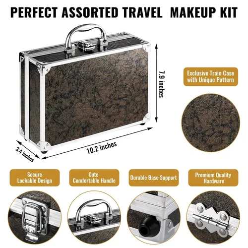 Vista 5 de Kit completo de maquillaje para adolescentes y mujeres, estuche de tren de belleza con juego de cosméticos de iniciación, caja de regalo de San