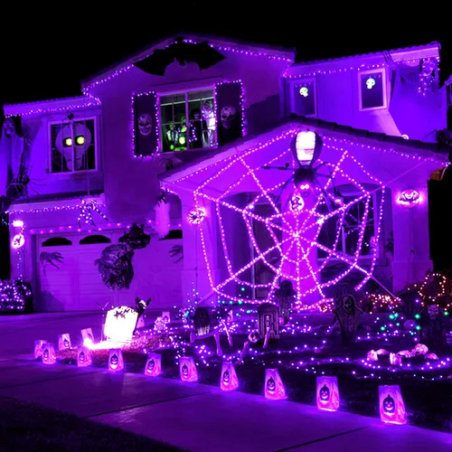 Vista 3 de JMEXSUSS Luces solares púrpuras de Halloween de las luces/250 luces de cadena de Halloween del LED