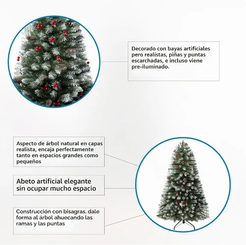 Vista 24 de Naomi Home - Árbol de Navidad realista preiluminado de 6.5 pies, 400 luces Con bisagras