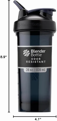 Vista 9 de BlenderBottle - Botella agitadora Pro Series ideal para batidos de proteínas y preentrenamiento, 28 onzas, color negro