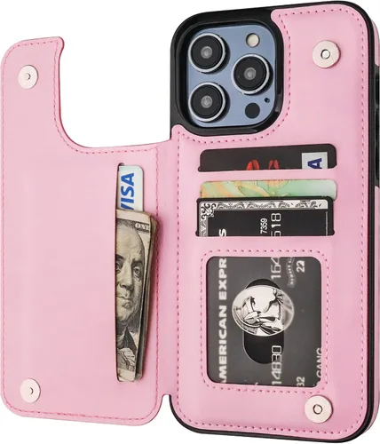 Vista 15 de ONETOP Compatible con iPhone 14 Pro Max Funda Cartera con Portador de Tarjetas, Funda de Cuero PU con Soporte Ranuras para Tarjetas, Doble Cierre