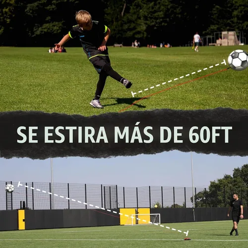 Vista 5 de QUICKPLAY Pelota de entrenamiento de fútbol Replay Bola de entrenamiento elástica ajustable con peso base