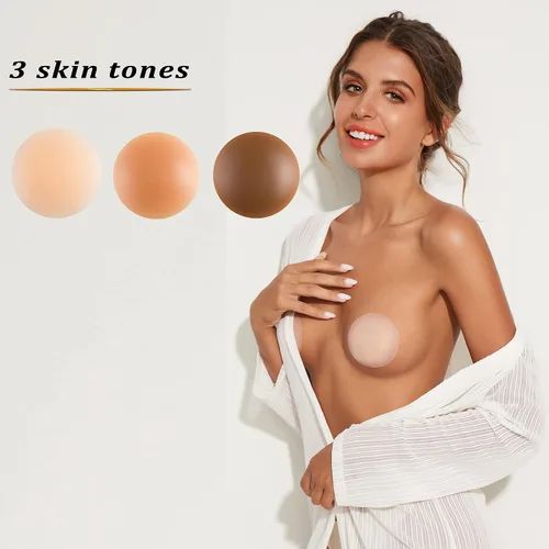 Vista 4 de PRETTYWELL Fundas para pezones para mujer, impermeables, reutilizables, ultrafinas, de silicona, adhesivas, para pezones