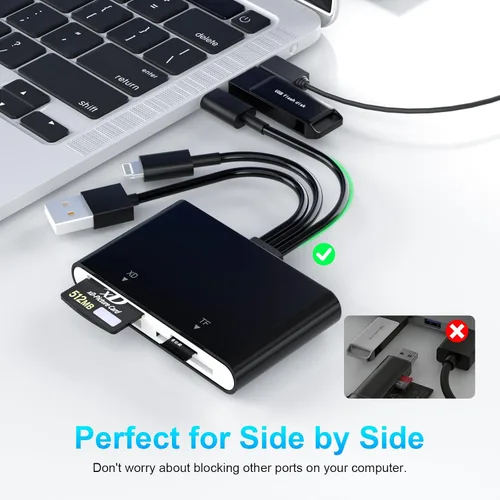 Vista 7 de Adaptador Memory Stick Pro Duo, lector de tarjetas SD/TF/MS/XD 4 en 1, lector de tarjetas XD para USB C/Lightning/USB A, lector de tarjetas multi-SD