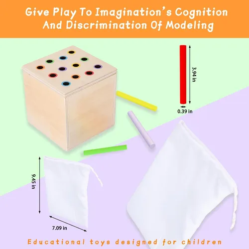 Vista 6 de Adena Montessori Kit de juego de madera Montessori 3 en 1 para bebé, incluye juego de gotas de color con cerillas, juego de cosecha de zanahorias