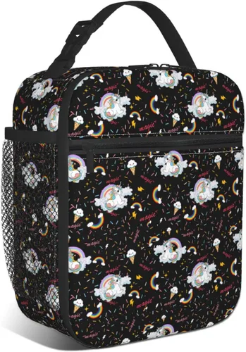 Vista 16 de Lonchera espacial para niños y niñas, térmica, térmica, linda bolsa de almuerzo para la escuela Dibujos animados aeroespacial