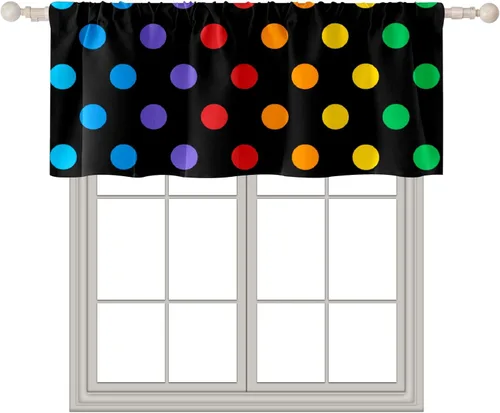Vista 14 de Cortina de cocina con diseño de rayas verticales blancas y negras, cortinas opacas para baño, sala de estar, ventana, 14 x 52 pulgadas Rayas blancas