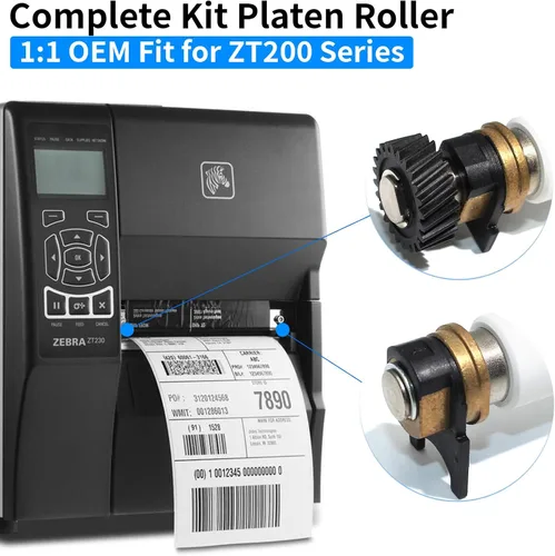 Vista 2 de P1037974-028 Kit de rodillo de platina para Zebra ZT230 ZT220 ZT210 ZT231 ZT211 Rodillo de transferencia de impresora térmica 203dpi 300dpi