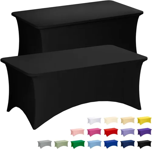 Vista 33 de Fixwal Paquete de 6 Manteles de Mesa Rectangulares, Cubierta de Mesa de 6 Pies, Mantel Blanco Rectangular Ajustado Elástico Rectangular, Cubierta