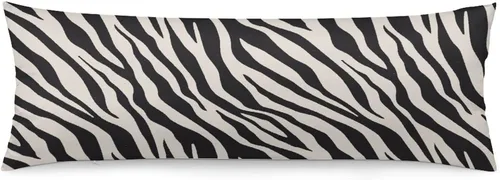 Vista 10 de Funda de almohada corporal con estampado de cebra, respaldo largo, funda protectora de almohada con rayas de cebra en blanco y negro, funda