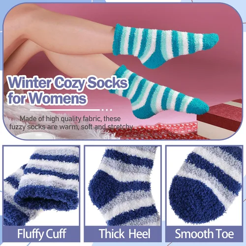 Vista 4 de ANTSANG Womens Fuzzy Socks Slipper Winter Fluffy Comfy Cozy Socks Cabin Warm Home Socks