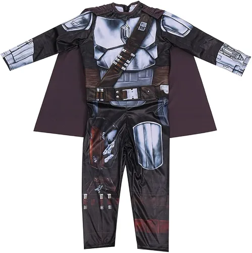 Vista 2 de nezababy Disfraz de mandaloriano para niños, disfraz de cosplay SW Boba Fett, traje de fiesta de Halloween (sin casco)