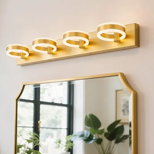 Vista 15 de Lámparas LED de baño, luces negras de tocador de 15 pulgadas, modernos apliques de pared acrílicos de 2 luces, accesorio de iluminación de pared