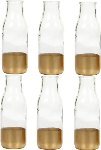 Vista 11 de Hosley Juego de 12 jarrones pequeños de cristal dorado de 5.5 pulgadas a granel para tallos individuales, decoración de centro de mesa para bodas