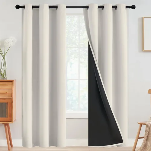 Vista 76 de SimpleHome - Cortinas opacas 100% para recámara, cortinas de ventana con ojales beige, con aislamiento térmico, cortinas de oscurecimiento
