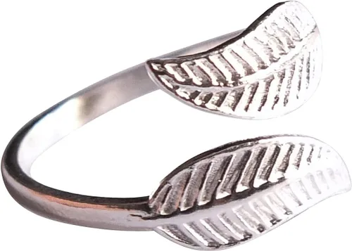 Vista 9 de Handmade Silver Leaf Wrap Adjustable Toe Ring, 925 Sterling Silver, Classic Floral Open Toe, Pinky or Knuckle Rings for Women, foot bare jewelry
