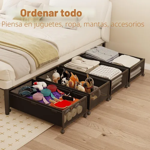 Vista 6 de Paquete de 2 contenedores de almacenamiento debajo de la cama, almacenamiento de zapatos de 10 pulgadas de altura debajo de la cama, almacenamiento