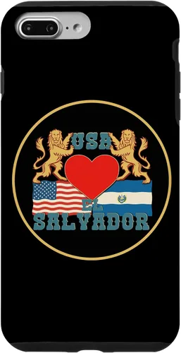 Vista 9 de iPhone 14 Bandera de El Salvador y Estados Unidos, Funda Salvadoreña