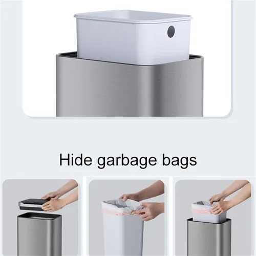Vista 3 de BONAD Basurero de cocina de 13 litros de gran capacidad, inteligente para cocina, de acero inoxidable, sensor automático, cubo de basura