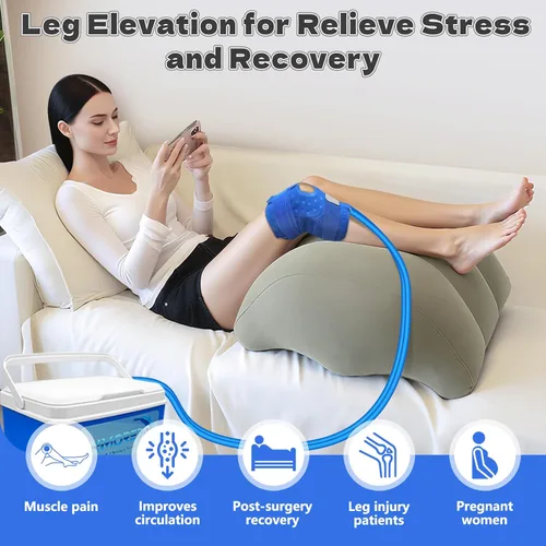 Vista 3 de Inmoredo Almohada inflable de elevación de piernas después de la cirugía, almohadas elevadoras de piernas de cuña para recuperación de lesiones