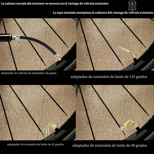 Vista 5 de Paquete de 5 extensiones de válvula de neumático, 2 piezas de extensores flexibles de vástago de válvula de 8.25 pulgadas con adaptador de extensión