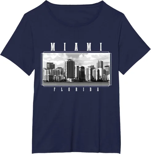 Vista 9 de Miami Skyline Florida Pride Vintage Miami Camiseta, Negro