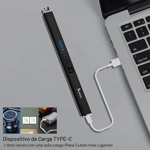 Vista 6 de SUPRUS Encendedor eléctrico de arco resistente al viento, sin llama, recargable por USB, con bloqueo de seguridad para velas, barbacoa, camping