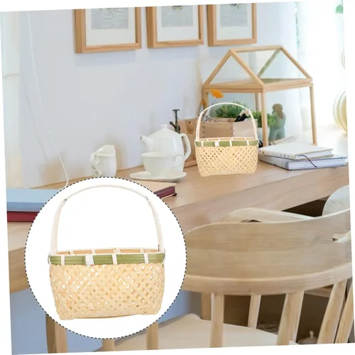 Vista 8 de Zerodeko Cestas de almacenamiento de hierba marina, 2 unidades, rectangulares tejidas, de bambú, canastas de Pascua con asas con bisagras, cesta