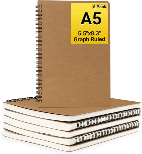 Vista 8 de EUSOAR Cuaderno en espiral en blanco de tapa dura, B5, 6 paquetes de 7.3 x 10.2 pulgadas, cuadernos de escritura de viaje, bloc de notas de notas