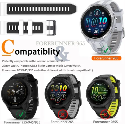 Vista 2 de Miimall Compatible con Forerunner 965 Band, 0.866 in Correa ajustable de silicona suave de repuesto para reloj deportivo Garmin Forerunner 965/965