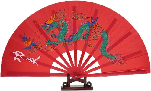Vista 6 de Forgun Ventilador chino de Kung Fu Tai Chi Artes Marciales Dragón Fénix Plástico Abanicos Plegables Arte Danza Regalo