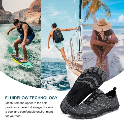 Vista 6 de HIITAVE - Zapatos acuáticos y con sensación de pies descalzos para hombre, calcetines acuáticos de secado rápido para deportes al aire libre