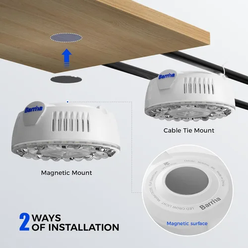 Vista 6 de Barrina Orbgrow OG09 Puck - Luz LED de crecimiento, 5000K 9W (equivalente a 135 vatios), luces de plantas para plantas de interior de espectro